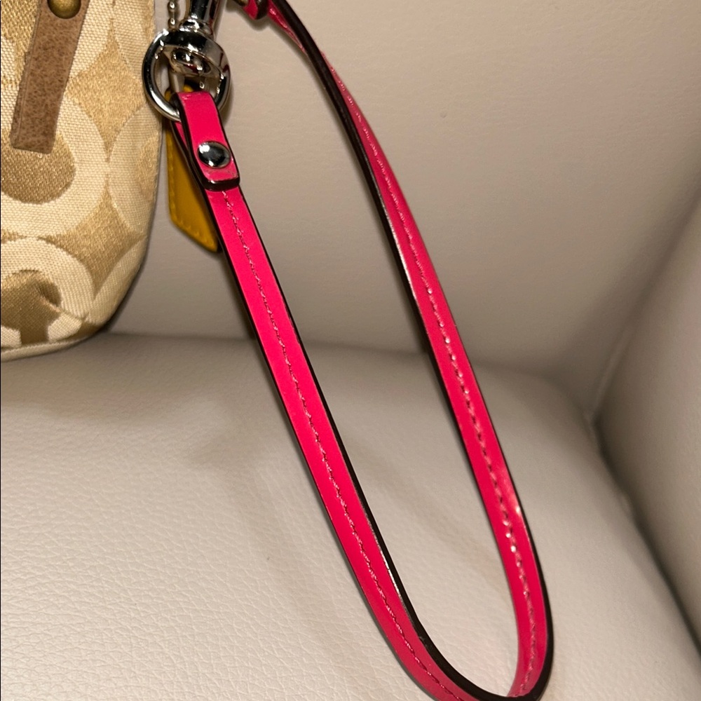 Coach Tan and Pink Wristlet Clutch - Picture 6 of 9